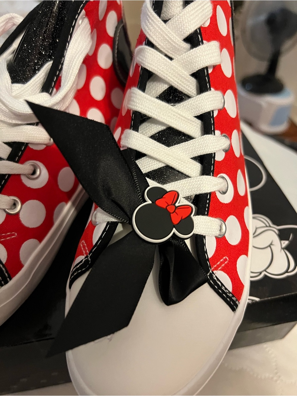 Red Polka Dot Minnie Mouse Sneakers with Bow Charm